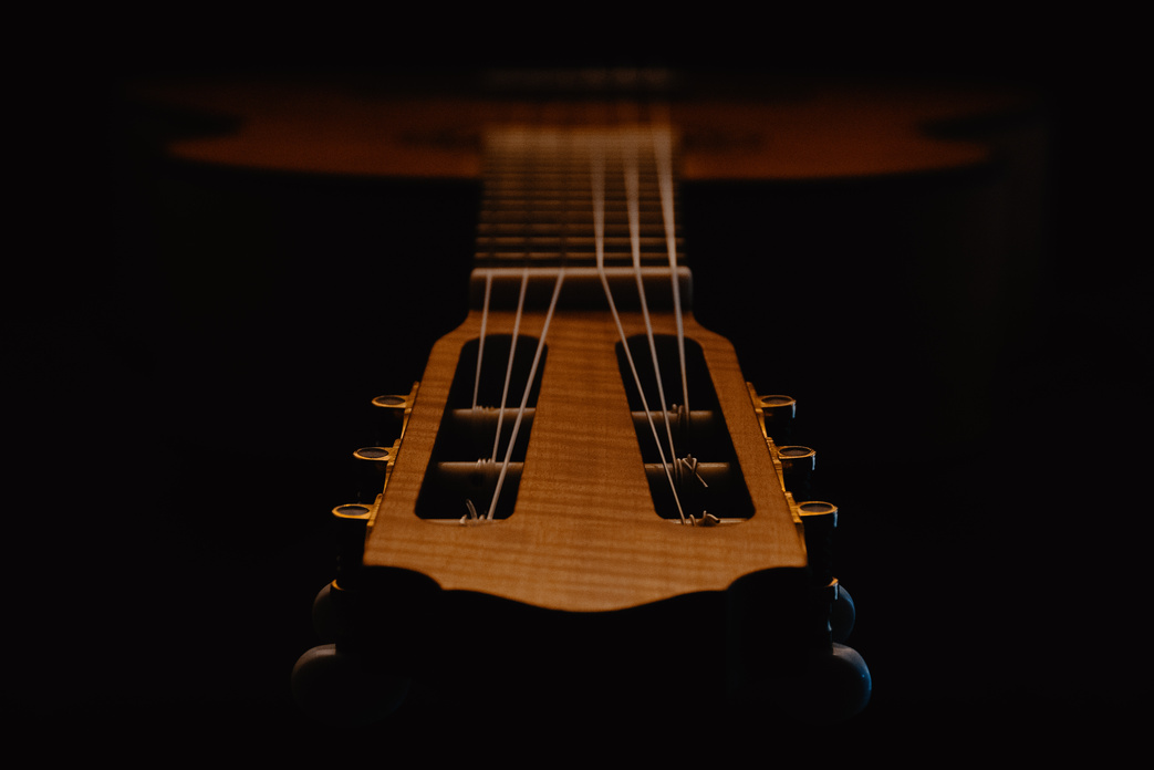 Selective Focus Photograph of Guitar Headstock